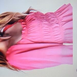 LULUS SMOCKED PUFF SLEEVE LACE-UP TOP SIZE M